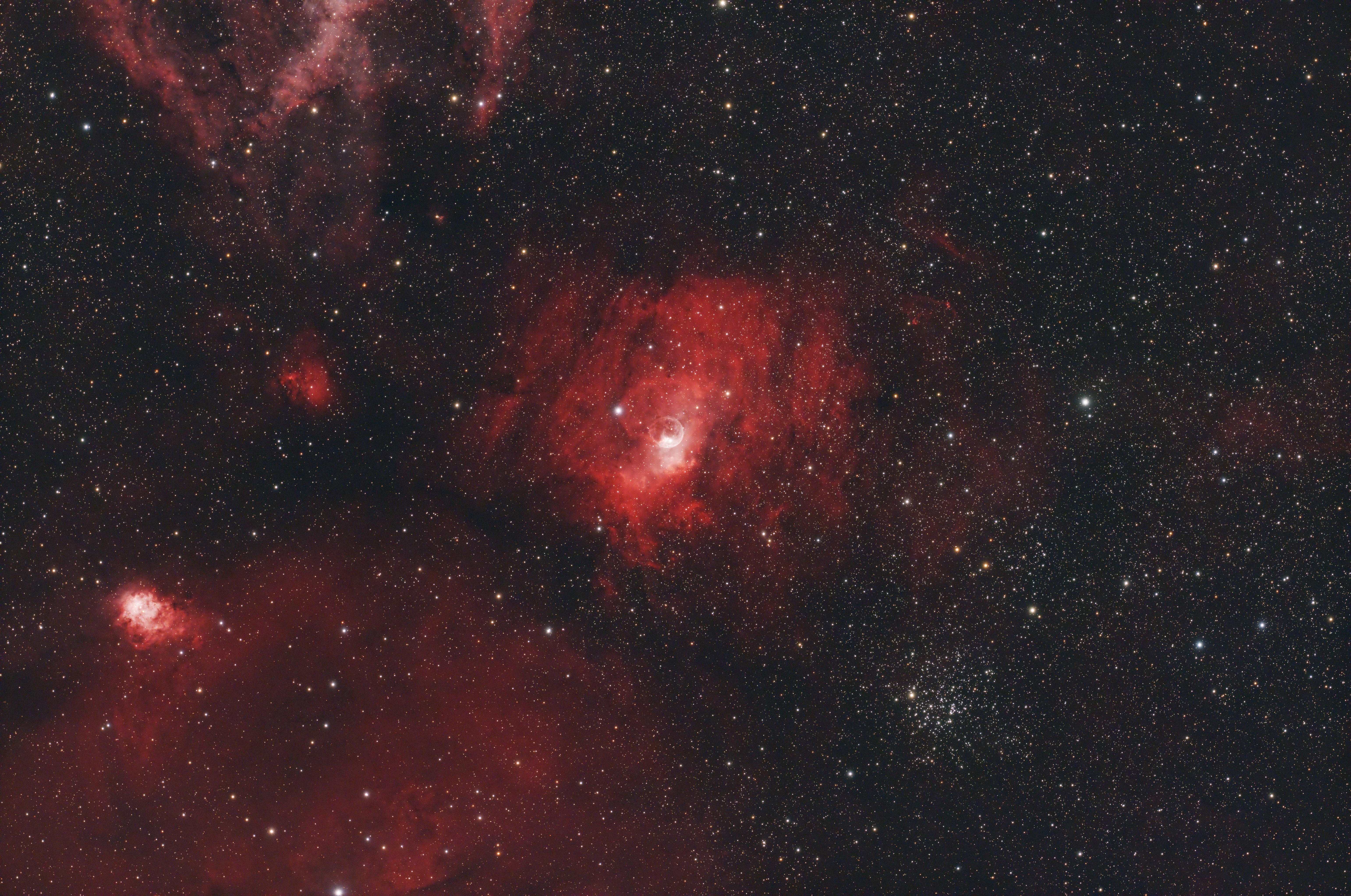 Bubble Nebula NGC7635, M52, NGC7538